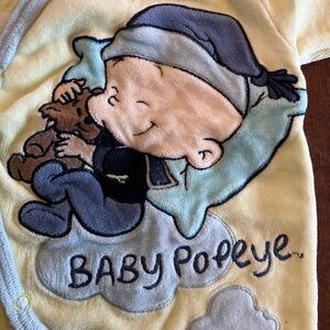 Y2K 2008 Baby Popeye Velour Baby Boy Onesie 3mo RARE